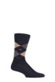 Mens 1 Pair Burlington Preston Extra Soft Feeling Argyle Socks - Black / Brown