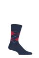 Mens 1 Pair Burlington Preston Extra Soft Feeling Argyle Socks - Navy / Red