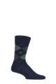 Mens 1 Pair Burlington Preston Extra Soft Feeling Argyle Socks - Navy / Green