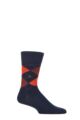 Mens 1 Pair Burlington Preston Extra Soft Feeling Argyle Socks - Navy / Orange