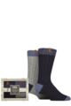 Mens 2 Pair Totes Chunky Twist Thermal Boot Socks - Navy / Grey