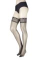 Women's 1 Pair Falke Seidenglatt 15 Denier Lace Top Stockings - Black