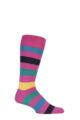 Mens 1 Pair SOCKSHOP of London Bold Broad Stripe Cotton Socks - Clematis / Multi