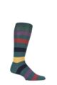 Mens 1 Pair SOCKSHOP of London Bold Broad Stripe Cotton Socks - Rich Green / Multi