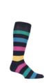 Mens 1 Pair SOCKSHOP of London Bold Broad Stripe Cotton Socks - Rich Navy / Multi