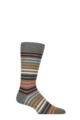 Mens 1 Pair Pantherella Kilburn Striped Cotton Lisle Socks - Grey