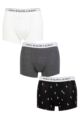 Mens 3 Pair Ralph Lauren Stretch Cotton Classic Trunks - White / Charcoal / Black