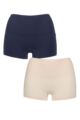 Women's 2 Pack Ambra Seamless Smoothies Shorties Underwear - Navy / Lemonade