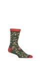 Mens and Women's 1 Pair Shared Earth Fair Trade Indian Inspired Bamboo Socks - Red Flowers