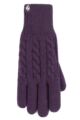 Women's 1 Pair SOCKSHOP Heat Holders Willow Cable Gloves - Purple