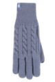 Women's 1 Pair SOCKSHOP Heat Holders Willow Cable Gloves - Dusky Blue