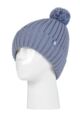 Women's 1 Pack SOCKSHOP Heat Holders Arden Pom Pom Hat - Dusky Blue