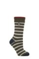 Women's 1 Pair SOCKSHOP Heat Holders 2.3 TOG Patterned Thermal Socks - Amara Olive / Blue Sapphire