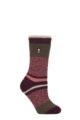 Women's 1 Pair SOCKSHOP Heat Holders 2.3 TOG Patterned Thermal Socks - Nia Cabernet / Coral