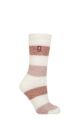 Women's 1 Pair SOCKSHOP Heat Holders 2.3 TOG Patterned Thermal Socks - Neve Cream / Muted Coral