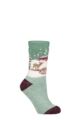 Women's 1 Pair SOCKSHOP Heat Holders 2.3 TOG Patterned Thermal Socks - Fawn Landscape Sage Green