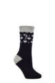 Women's 1 Pair SOCKSHOP Heat Holders 2.3 TOG Patterned Thermal Socks - Hearts Navy