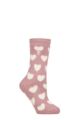 Women's 1 Pair SOCKSHOP Heat Holders 2.3 TOG Patterned Thermal Socks - Bold Heart Ballerina Pink