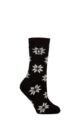 Women's 1 Pair SOCKSHOP Heat Holders 2.3 TOG Patterned Thermal Socks - Bold Snowflake Black