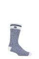 Mens 1 Pair SOCKSHOP Heat Holders 2.3 TOG Patterned and Plain Thermal Socks - Block Twist Navy