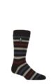 Mens 1 Pair SOCKSHOP Heat Holders 2.3 TOG Patterned and Plain Thermal Socks - Dublin Medium Stripe Charcoal / Burgundy