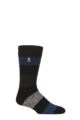 Mens 1 Pair SOCKSHOP Heat Holders 2.3 TOG Patterned and Plain Thermal Socks - Barrow Black / Teal