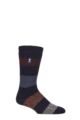 Mens 1 Pair SOCKSHOP Heat Holders 2.3 TOG Patterned and Plain Thermal Socks - Barrow Navy / Burgundy