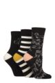 Women's 3 Pair Caroline Gardner Patterned Cotton Socks - Dog Outline Black