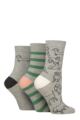 Women's 3 Pair Caroline Gardner Patterned Cotton Socks - Dog Outline Grey