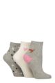 Women's 3 Pair Caroline Gardner Cotton Patterned Mid Length Crew Socks - Dachshund / Heart / Spot