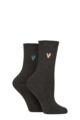 Women's 2 Pair Caroline Gardner Bamboo Ribbed Light Weight Boot Socks - Charcoal Pink / Green