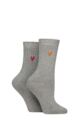 Women's 2 Pair Caroline Gardner Bamboo Ribbed Light Weight Boot Socks - Light Grey / Orange / Red