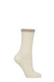 Women's 1 Pair Charnos Cashmere Scallop Top Ribbed Socks - Cream