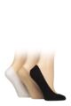 Women's 3 Pair Glenmuir Plain Cotton Shoe Liner Socks - Black / Nude / White