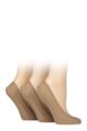 Women's 3 Pair Glenmuir Plain Cotton Shoe Liner Socks - Nude 2