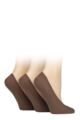 Women's 3 Pair Glenmuir Plain Cotton Shoe Liner Socks - Nude