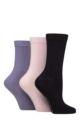 Women's 3 Pair Glenmuir Classic Plain Bamboo Socks - Navy / Light Pink / Violet