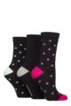 Women's 3 Pair Glenmuir Patterned Bamboo Socks with Christmas Gift Tag - Navy Mini Diamonds