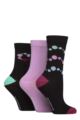 Women's 3 Pair Glenmuir Patterned Bamboo Socks with Christmas Gift Tag - Black Bubbles