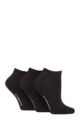 Women's 3 Pair Glenmuir Cushion Bamboo Sports Trainer Socks - Black