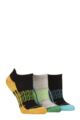 Women's 3 Pair Glenmuir Sport Technical Trainer Socks - Black / Orange / Green