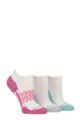 Women's 3 Pair Glenmuir Sport Technical Trainer Socks - White Pink / Blue