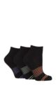 Women's 3 Pair Glenmuir Cotton Half-Cushioned Mid Length Sports Socks - Black