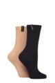 Women's 2 Pair Glenmuir Light Cushioned Bamboo Boot Socks - Navy / Pink