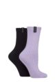 Women's 2 Pair Glenmuir Light Cushioned Bamboo Boot Socks - Lilac / Navy