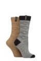 Women's 2 Pair Glenmuir Classic Fashion Boot Socks - Wave Grey / Brown