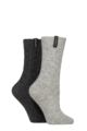 Women's 2 Pair Glenmuir Classic Fashion Boot Socks - Cable Diamond Light Grey / Charcoal