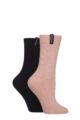 Women's 2 Pair Glenmuir Classic Fashion Boot Socks - Cable Diamond Pink / Navy