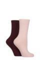 Women's 2 Pair Glenmuir Fully Cushioned Thermal Boot Socks - Pink / Wine