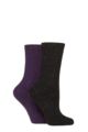 Women's 2 Pair Glenmuir Fully Cushioned Thermal Boot Socks - Purple / Black